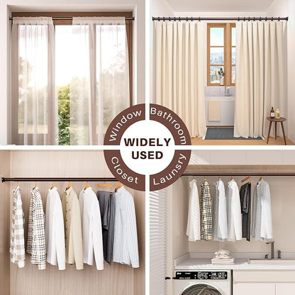 Closet Rod - Closet Rods for Hanging Clothes, 17 to 68 inch Adjustable Closet Hanging Rod, Heavy Duty Clothes Rod Clothing Bar, Closet Poles for Hanging Clothes for Wardrobes, Shower Curtain