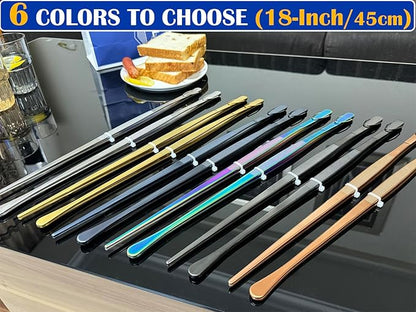 JETKONG 2 Pcs 18 Inch (45cm) Stainless Steel Grill Tongs Heavy Duty Giant Tweezer Tongs, Extra Large Tweezers Tools for Cooking, Grilling, BBQ and Turning Food (Navy Blue)