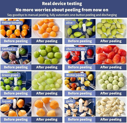 Automatic Grape Peeler Machine, Automatic Electric Fruit Peeler Machine Rechargeable with Stainless Steel for Grape Garlic Tomato Home Use