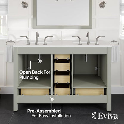 Eviva Aberdeen 48 Inch Bath Vanity with Sink- Gray Bathroom Vanity with Carrara Quartz Top