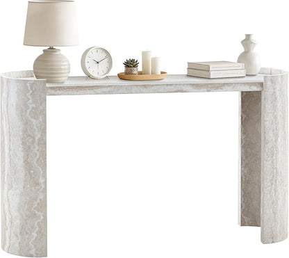 53 Inch Console Table, Modern Entryway Table with Rounded Corners, Narrow Sofa Table Behind Couch for Foyer, Hallway, Living Room,White