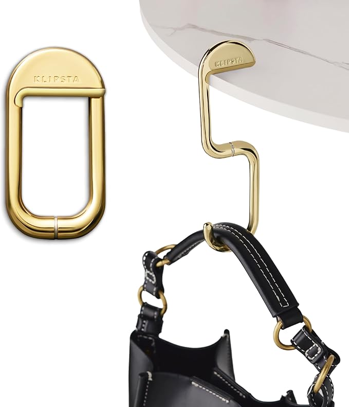 FLIP Bag Hook - Newly Redesigned. Portable Purse Hanger for Table with Magnetic Closure - Now Holds up to 50 lbs. Valentine's Gifts for Women (Gold)