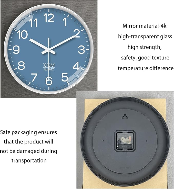 XNM Blue Minimalist Wall Clocks Battery Operated 8 Inch Classic Analog Clock for Living Room Office Bedroom Decor Modern Small Wall Clock Silent Non Ticking