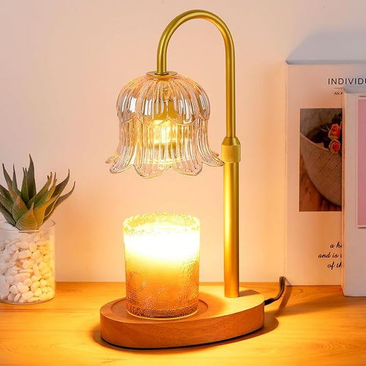 CRMILL Candle Warmer Lamp Electric Timer - Candles Warming Light Height Adjustable Dimmable Warmers Flower Lamps No Flame Heat Warm Melt Wax Jar Modern Home Decor Table Lights for Home Living Bedroom