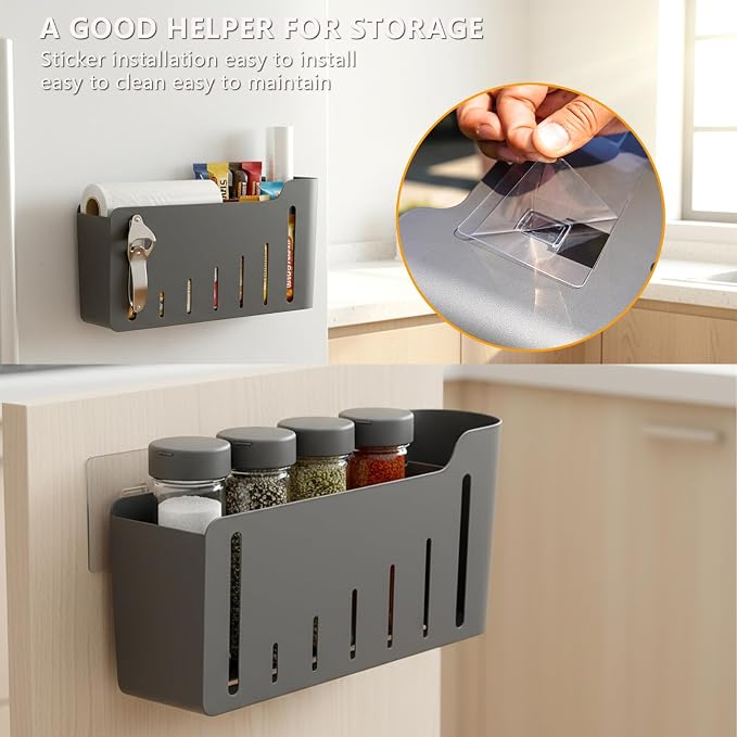 Cabinet Door Organizer, Adhesive Mount Kitchen Storage for Foil, Plastic Wrap & Food Bags - Behind the Door Dispenser for Pantry, Cabinet, Small Spaces