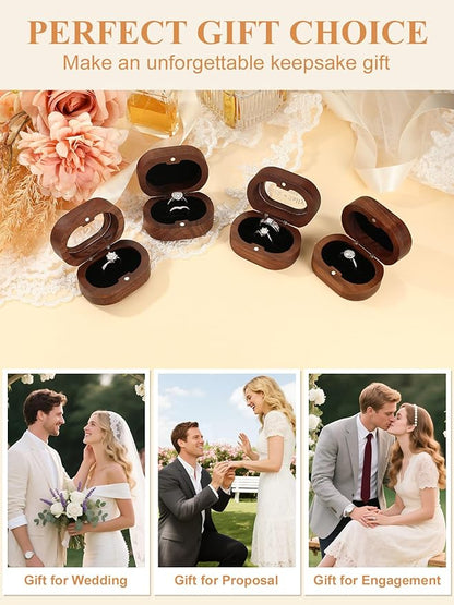 Custom4U Personalized Photo Ring Box for Proposal Wooden Engagement Ring Holder Box Wood Rustic Ring Storage Box Wedding Jewelry Gift for Women