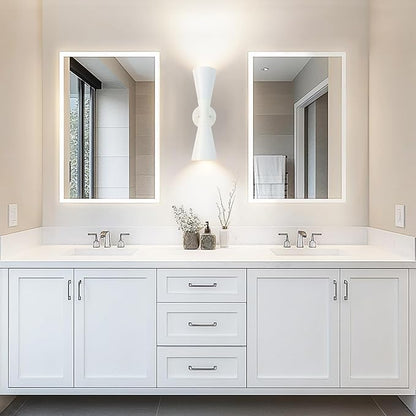 Modern Indoor Wall Sconce, Light Up and Down White Wall Sconce, Mid Century Indoor Wall Light Fixture, Hardwired Wall Mounted Lamp for Living Room, Bathroom, Bedroom, Hallway, 18 Inch