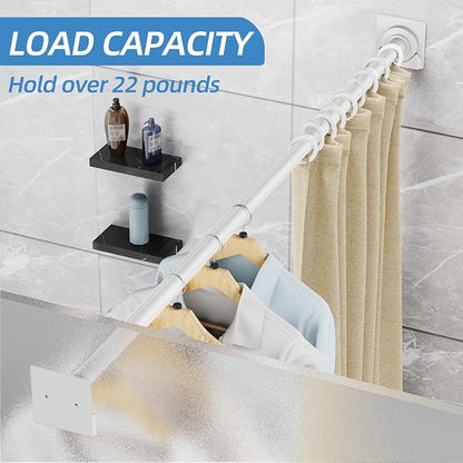 CorkLatta White Shower Curtain Rod,1 Inch Diameter Stainless Steel Adjustable Spring Tension Rods 32 to 80",with Holders,Anti-Slip,Curtain Rods No Drilling(1 Pack)