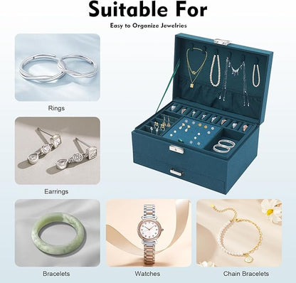 Jewelry Organizer Box with Lock,3-Layer Jewellery Storage Display Holder Case Flannel Travel Jewelry Storage Case Jewelry Display Drawer Case for Earrings Bracelets Rings Necklaces