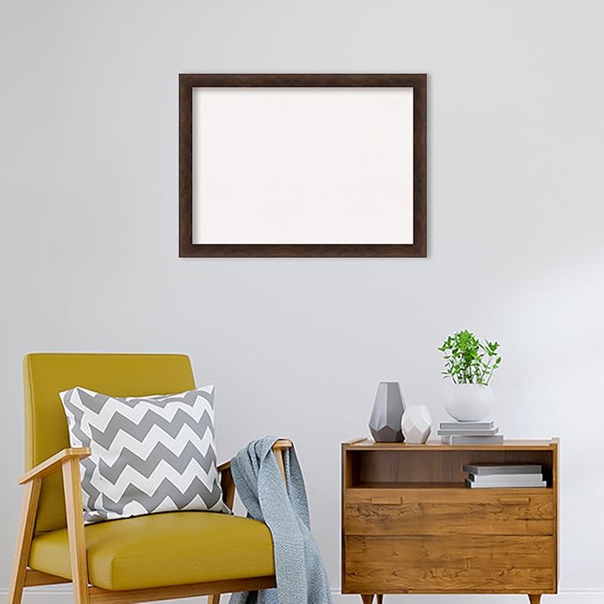 Amanti Art White Cork Board for Wall, 23x31 Vision Board with Brown Wood Frame, Medium Corkboard Office Decor for Home Organization, Casual Corkboard Pinboard to display items for home organization