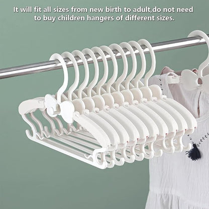 Baby Hangers 30 Pack, 11-14.5" Adjustable Kid Clothes Hangers for Newborn Closet, Plastic Non-Slip Small Infant Hanger for Toddler Pant, Child Coat Percha for Boy Nursery Clothing, Girl Dresses, White