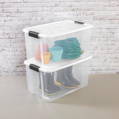Sterilite 20-Pack Ultra Latching Box, Storage Bins with Lids, Clear Plastic, 70 Quart - Heavy-Duty Organizing Containers for Closet, Bathroom, and Office