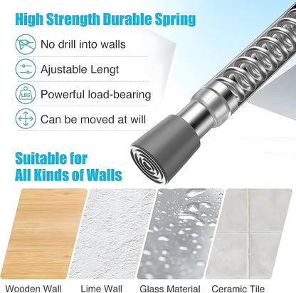 AIZESI 2pcs Sliver Small Tension Rods 12 to 20 Inch Adjustable Tension Curtain Rods Mini Closet Rod Spring Rod No Drilling Short Tension Rods for Windows, Cupboard, Kitchen Cabinets, Refrigerator