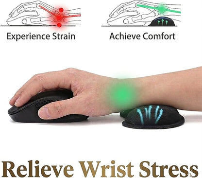 Ergonomic Memory Foam Mouse Wrist Rest Support Pad Cushion for Computer, Laptop, Office Work, PC Gaming - Massage Holes Design - Wrist Pain Relief (Black Mouse Wrist Rest)