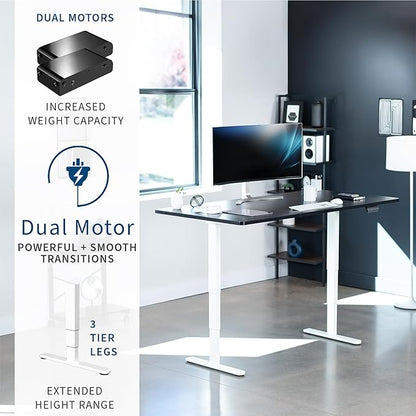 VIVO Electric 71 x 36 in Dual Motor Sit Stand Desk, Memory Height Adjustment, 2B Series, Black Top White Frame, DESK-KIT-2W7B-36