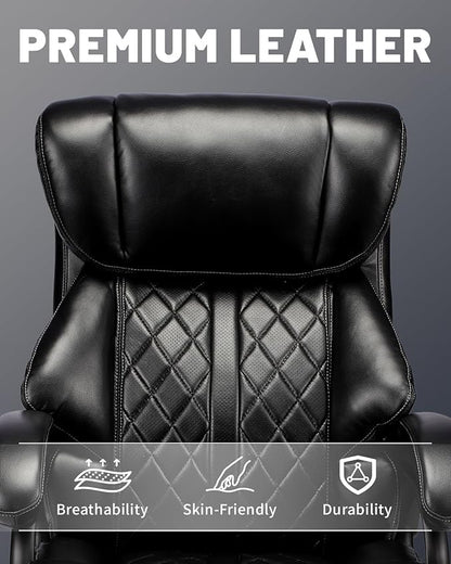 800lbs Executive Chairs, Executive Desk Chairs with Adjustable Lumbar Support, Office Chair for Heavy People, Heavy Duty Office Chair with Quiet Rubber Wheel and Extra Wide seat