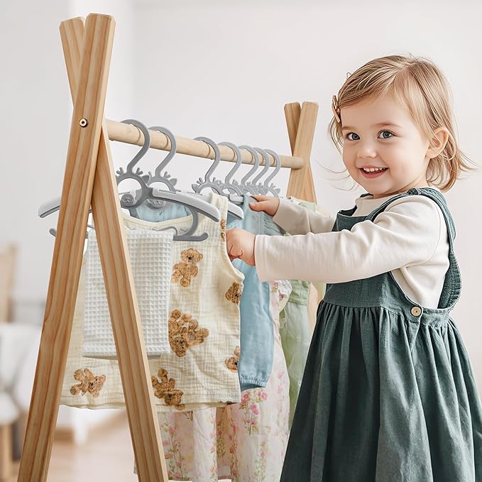 Baby Hangers 40PCS, 11"-14" Extendable and Stackable Kids Hangers, 45g Ultra-Thick Space Saving Non-Slip Plastic Hanger for Infant, Toddler and Nursery Closet