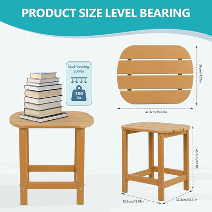 Plawdlik Hdpe Outdoor Adirondack Side Table, Wooden Textured, Set for Patio, Garden, Porch, Pool Composite Patio, Backyard, Bathroom and Indoor, Maintenance & Weather Resistant(Teak)