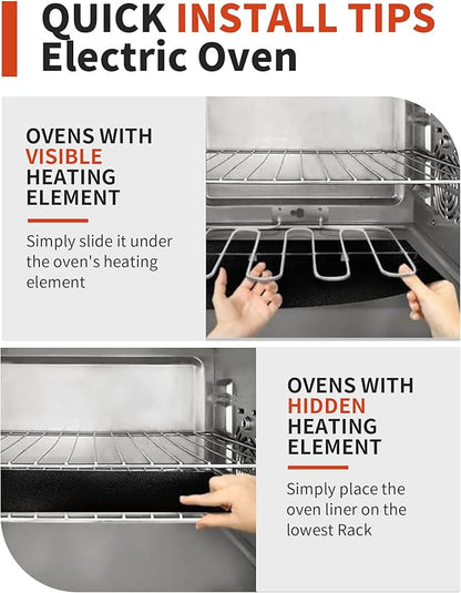 Oven Liners for Bottom of Oven - 2 Pack Large Heavy Duty Oven Mats, 17"x 25" Reusable Matt Liner for Electric, Gas, Toaster Ovens & Grills, BPA & PFOA Free, Kitchen Essentials, Black