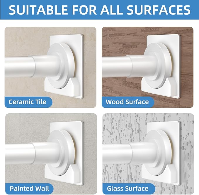CorkLatta White Shower Curtain Rod,1 Inch Diameter Stainless Steel Adjustable Spring Tension Rods 32 to 68",with Holders,Anti-Slip,Curtain Rods No Drilling(1 Pack)