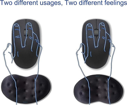 BRILA Ergonomic Memory Foam Mouse Wrist Rest Support Pad Cushion for Computer, Laptop, Office Work, PC Gaming - Massage Holes Design - Wrist Pain Relief (Black Mouse Wrist Rest)