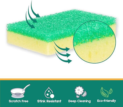 LAUNDRYLUX Scrub Sponge, Dual-Sided Temperature-Responsive Scrubber - Non-Scratch - Multipurpose Dish Sponges for Kitchens, Bathrooms, and Outdoor Use - 8 Pack