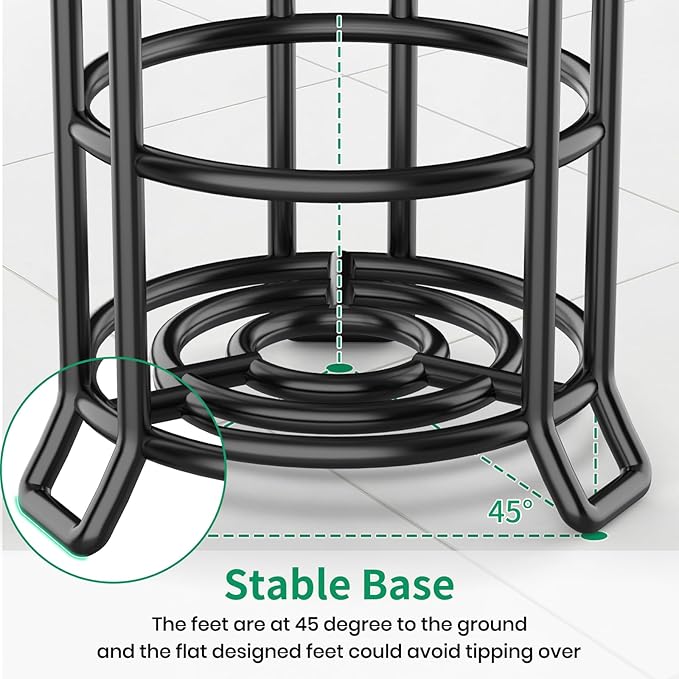 TomCare Toilet Paper Holder Toilet Paper Stand and Dispenser for 3 Spare Rolls Metal Wire Free-Standing Toilet Tissue Paper Roll Storage Shelf Bathroom Accessories Storage Organizer Black