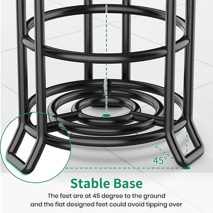 TomCare Toilet Paper Holder Toilet Paper Stand and Dispenser for 3 Spare Rolls Metal Wire Free-Standing Toilet Tissue Paper Roll Storage Shelf Bathroom Accessories Storage Organizer Black
