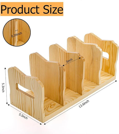Lawei 2 Pack Wooden Mail Sorter, 4 Slot Desk File Organizer with Handles, Sturdy File Sorter Book Holder for Letter, Envelope, Purse Clutch Divider, Storage Folder Racks for Home, Office, Classroom