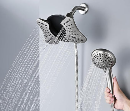 GRICH 1.8GPM Shower Head with Handheld Spray Combo: 2 in 1 Rainfall Shower Heads high pressure & Handheld Shower Head, 9 Spray Modes/Settings Detachable Shower Head with 60 Inch Hose, Nickel