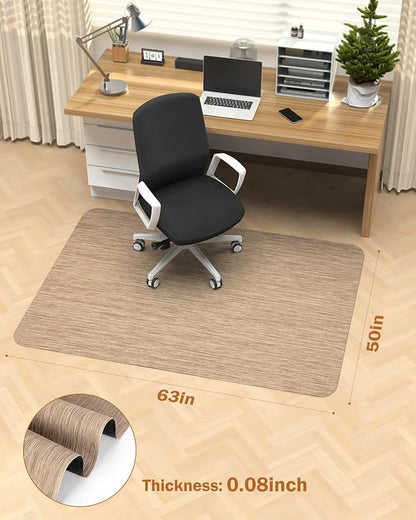 Blvornl Office Chair Mat for Hardwood Floor, 50"*63" Desk Computer Chair Mat for Hard Wood, Large Anti-Slip Hard Floor Protector for Rolling Chair, PVC Desk Rug for Office Red Brown