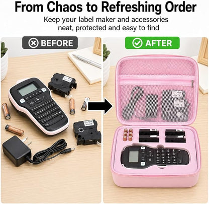 Case Compatible with DYMO Label Maker LabelManager 160/280 Portable Label Maker, Label Printer Storage Organizer for AC Adapter, Tape Cartirdges and More Accessories(Box Only) (Pink)