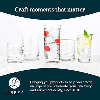 Libbey Heavy Base Double Old Fashioned Glasses - Elegant Whiskey Glasses Set of 12 - Dishwasher Safe Cocktail Glass for Cocktails, Juice, and More