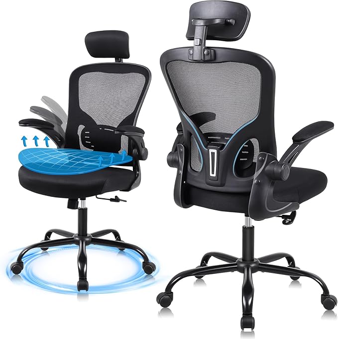 Ergonomic Office Desk Chair- Mesh Home Office Desk Chair with Headrests & Adjustable Armrests,Executive Rolling Chair