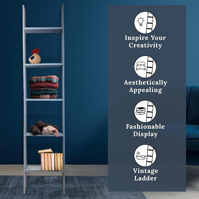 BARNWOODUSA Throw Blanket Ladder – Fully Assembled Reclaimed Wood – Rustic Decorative Ladder for Towels, Quilts, & More – Perfect Farmhouse Decor for Bathroom, Porch, or Living Room,5ft.