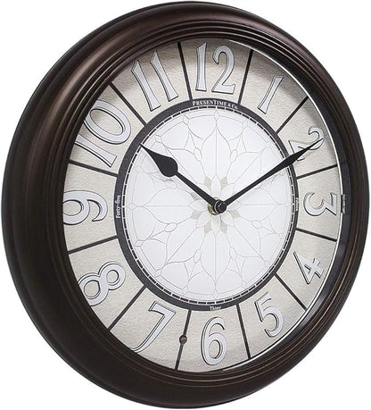 Presentime & Co. 12.6" Illuminated Farmhouse Wall Clock, Silent Battery Operated Night Light Wall Clock with Smart LED Sensor for Living Room, Bathroom, Kitchen, Home Office, Oil Rubbed Bronze Finish