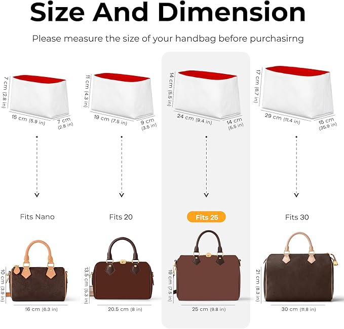 Handbag Organizer Insert for LV Speedy 25, Custom Fit Inside Premium Rogue Coeur Lightweight WaterResistant Purse Insert with Cup Holder Accessories