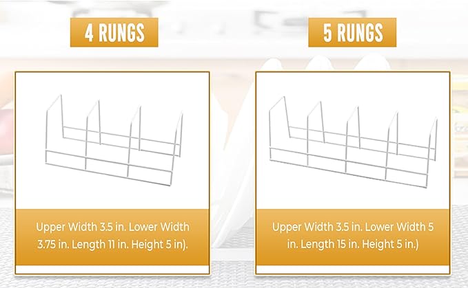 YBM HOME Wire Dish Storage Rack for Plates, Cutting Boards, Bakeware, Pots and Pans, Serving Trays, Lids, and Other Cookware, 4 Section Plate Holder for Cabinets and Cupboards, White 2551