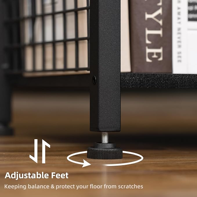 Lerliuo Pure Black Printer Table with Fabric Drawer,3 Tier Industrial Wood Printer Stand with Storage Shelf,Modern Tall End Table,Nightstand,Bed Side Tables for Scanner Fax Home Office Small Spaces