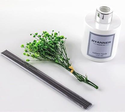 RYANNER Reed Diffuser Set,5.1 fl oz Cashmere Vanilla Scent Diffuser with Sticks Home Fragrance Reed Diffuser with Essential Oil for Bathroom Shelf Decor&Air Freshener,Home Bathroom Office Decor&Gifts