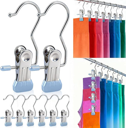 30 Pack Pants Hangers with Clip, Legging Organizer for Closet, Yoga Pants Hangers, Space Saving Hanging Closet Organizer and Storage for Socks, Panties, Underwear, Pants and Jeans (Light Blue)