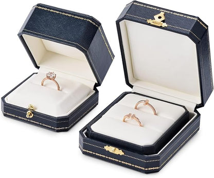 Oirlv Engagement Wedding Ring Box for Proposal Octagonal Ring Bearer Box