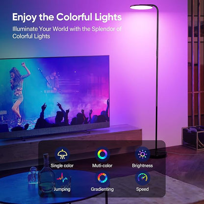 36W LED Floor Lamp, Super Bright Standing Lamp, Modern Stepless Dimmable Torchiere Tall Lamp with Remote Control, 350°Rotating Head Reading Floor Lamp for Living Room, Bedroom, Office