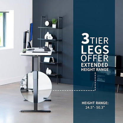 VIVO Electric 55 x 28 in Dual Motor Sit Stand Desk, Memory Height Adjustment, 2B Series, White Top Black Frame, DESK-KIT-2B55W