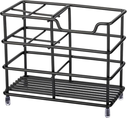 Urbanstrive 304 Stainless Steel Bathroom Toothbrush Holder Toothpaste Holder Stand Bathroom Accessories Organizer (Black, Small)