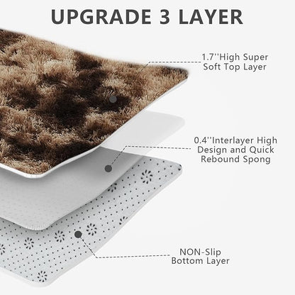 9X12 Large Area Rugs for Living Room Bedroom,Big Shag Rug for Bedroom Dorm,Soft Fluffy Indoor Carpet Plush Rugs for Living Room Home Decor (Mottling Brown, 9X12 Feet)