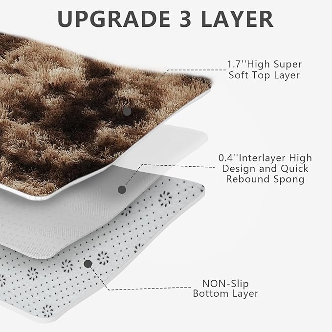Shag Area Rugs for Bedroom Living Room,6X9Ultra Soft Fluffy Area Rugs for Dorm,Indoor Carpet Plush Rugs for Living Room Home Decor, Mottling Brown
