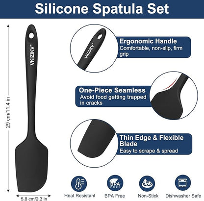 4 Pcs Silicone Spatula Set, 11.4 In, 600°F Heat Resistant Rubber Spatulas for Baking, Cooking & Mixing, Flexible and Non-Stick Kitchen Utensils, Seamless & Dishwasher Safe (Multicolor)
