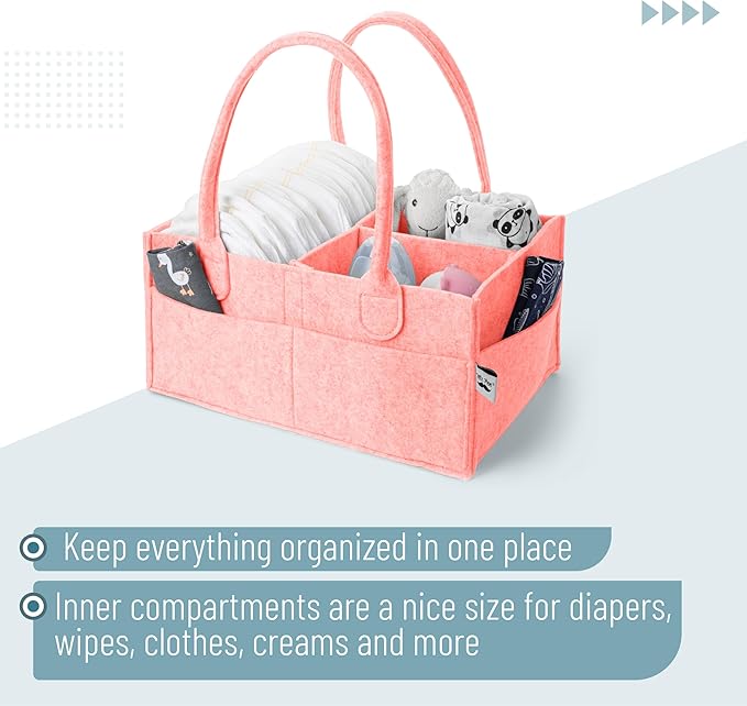 Mr. Pen- Baby Diaper Caddy Organizer, Pink, Nursery Storage Bin and Car Organizer for Diapers and Baby Wipes