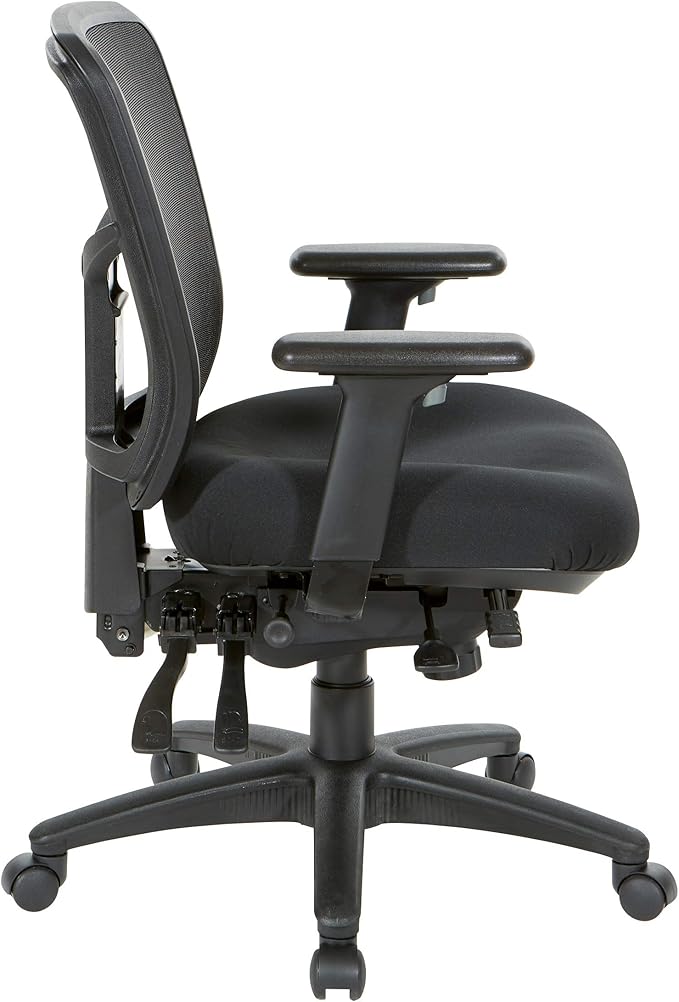 Office Star ProGrid Breathable Mesh Manager's Office Chair with Adjustable Seat Height, Multi-Function Tilt Control and Seat Slider, Mid Back, Coal FreeFlex Fabric